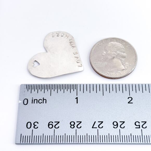 Vintage Sterling Silver 925 Love You More Cutout Heart Pendant - Picture 5 of 5